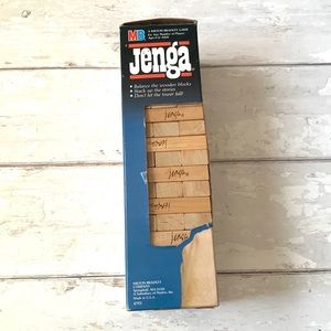 1986 Jenga Wooden Wood Stacking Balancing Blocks Game Milton Bradley Co. Toys